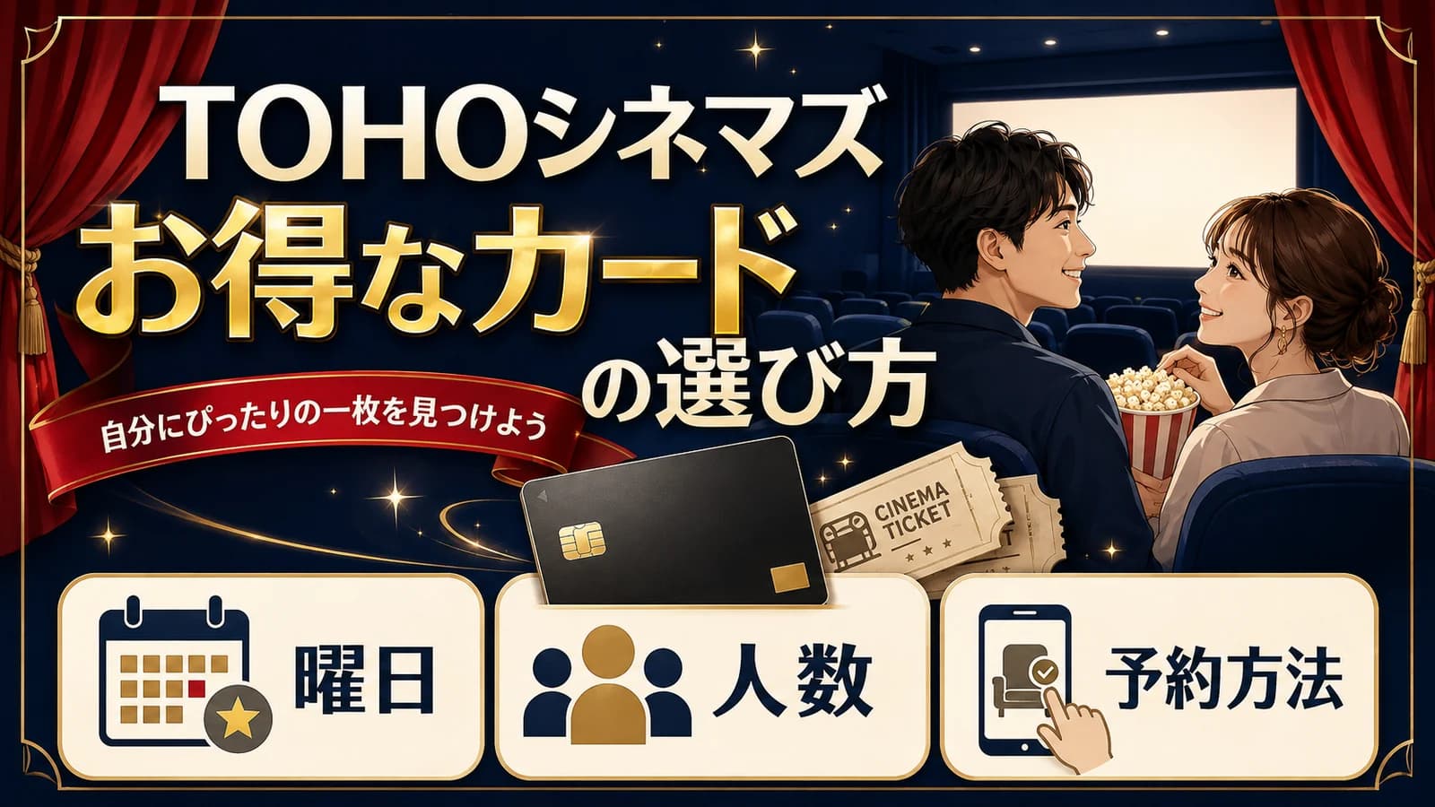 TOHOシネマズがお得になるクレジットカード|曜日・人数・予約方法で比較