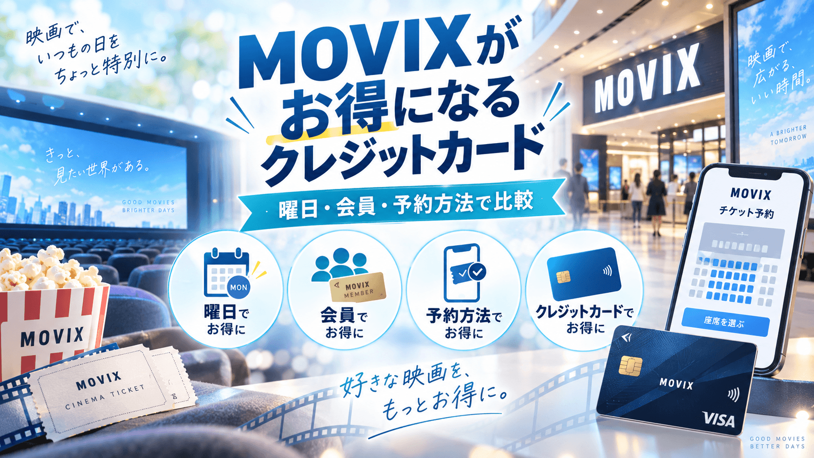 MOVIXがお得になるクレジットカード|曜日・会員・予約方法で比較